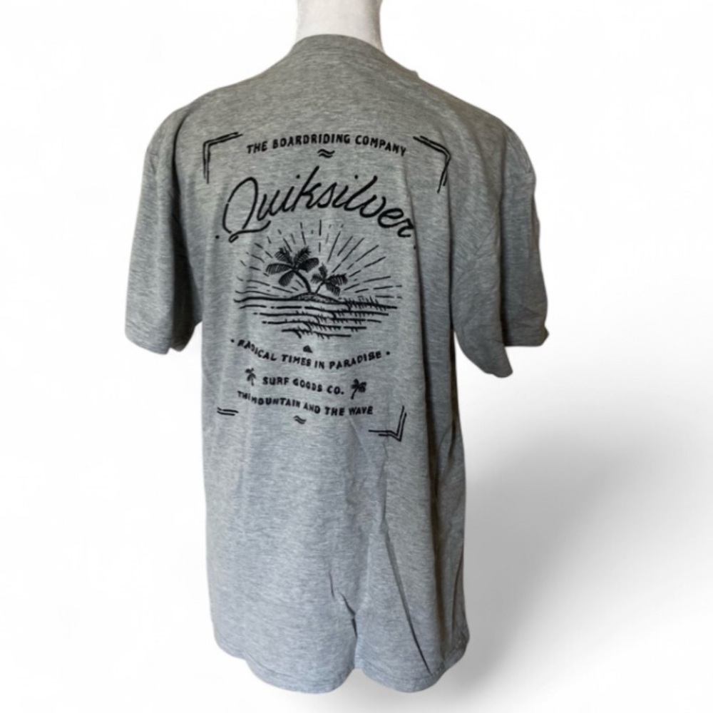 Men’s Quicksilver Gray The Boarding Company Logo T Shirt size Medium
